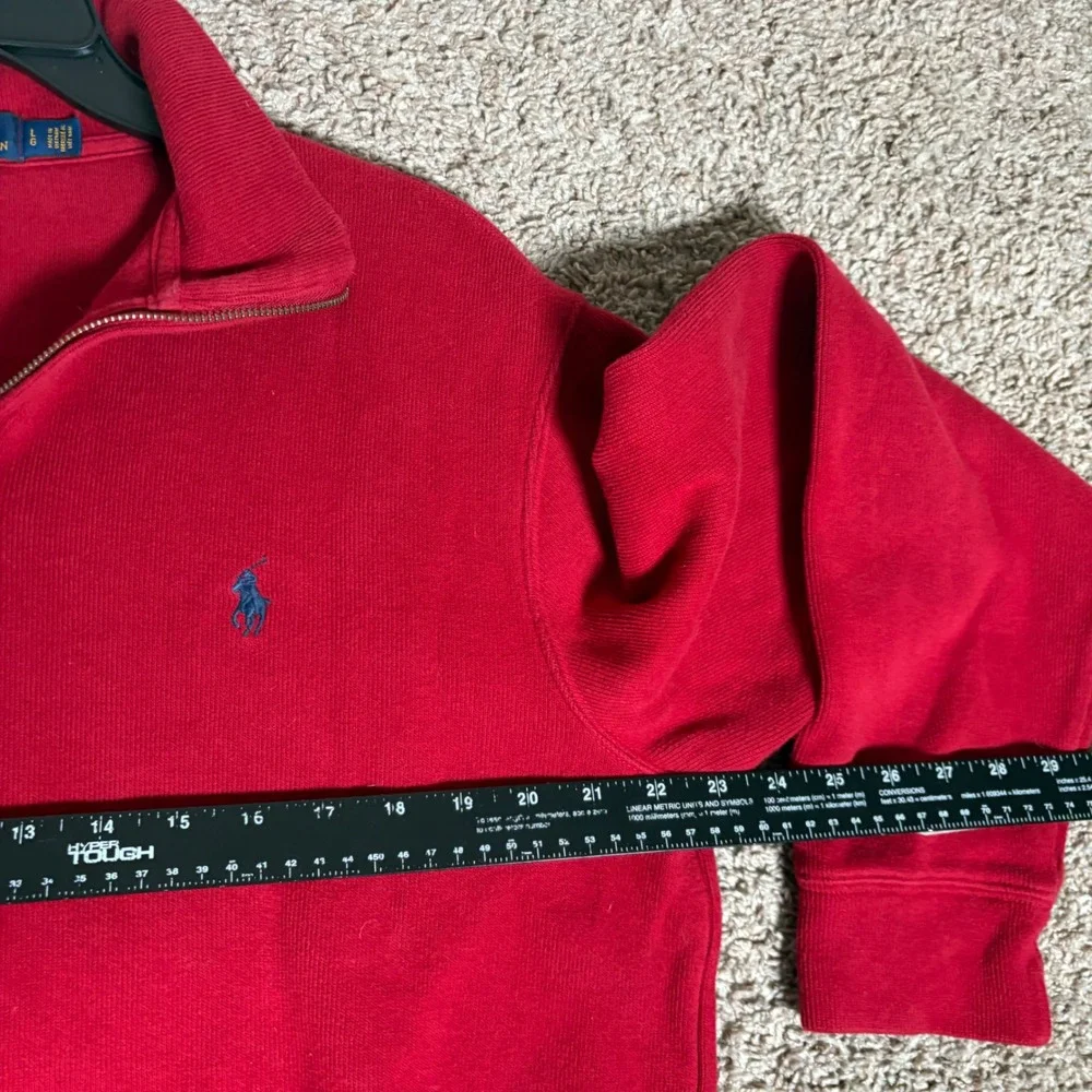 Polo Ralph Lauren Mens Red 100% Cotton Quarter Zip Pullover Sweater Large